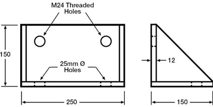 Polymax Angle bracket, for use with various types rubber buffers, fenders and bump stops